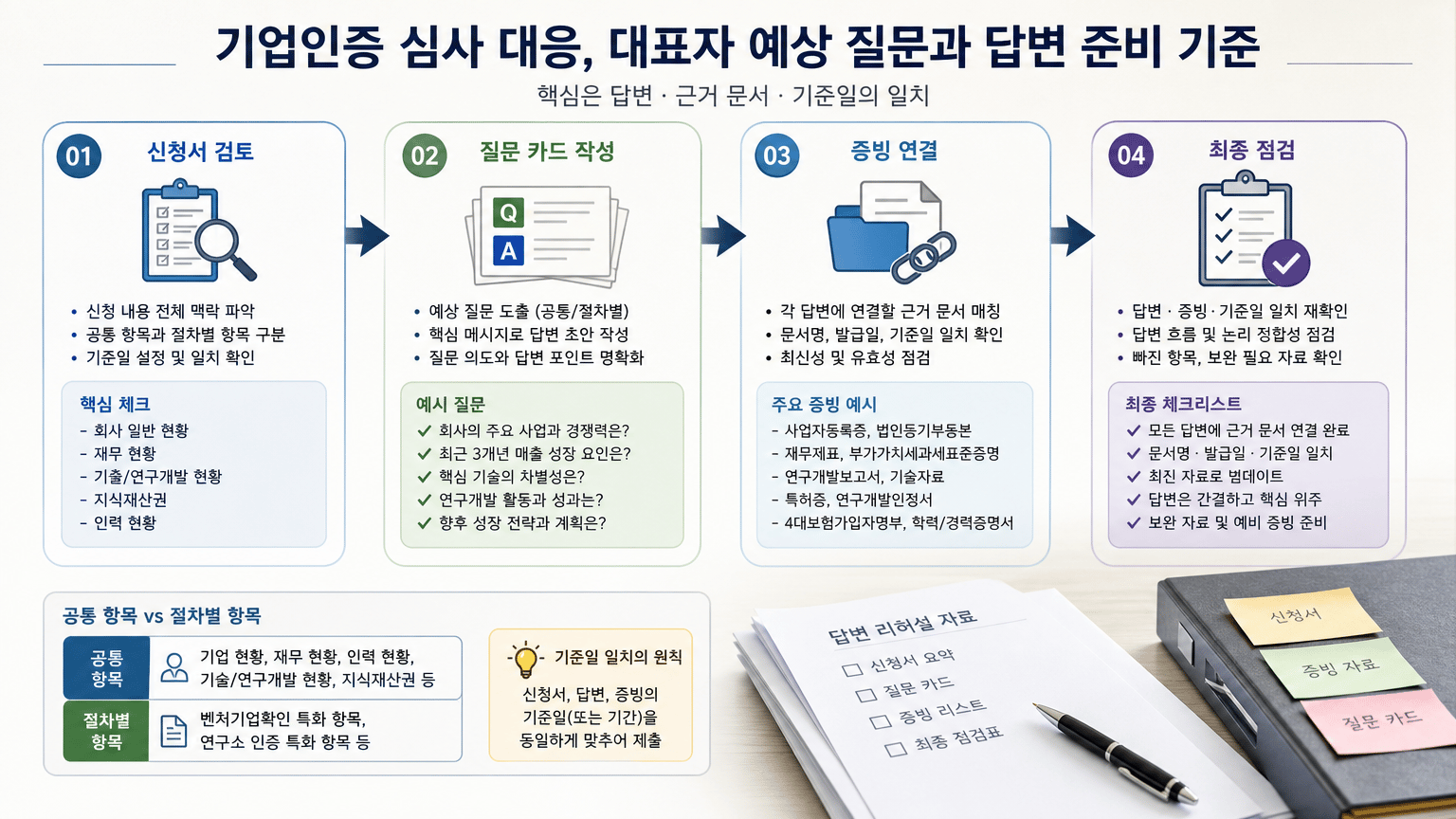 심사 전 답변 리허설의 준비 흐름을 안내하기